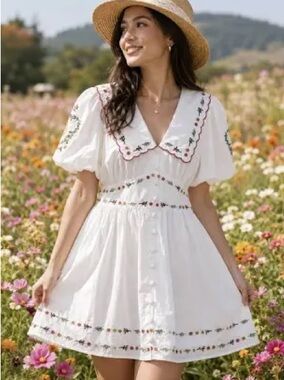 Caroline Constas White Embroidered Mini Dress